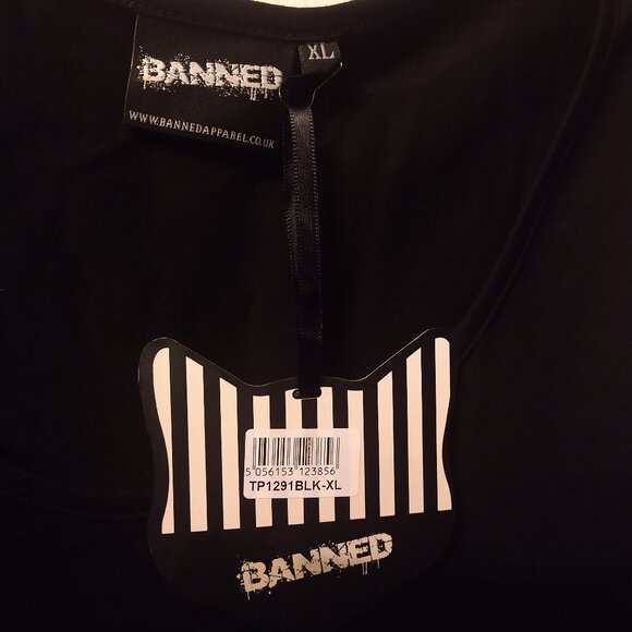 NWT GLOW IN THE DARK Cat Cameo Tank Top Banned Apparel Alternative Cobweb Kitty - Picture 6 of 14